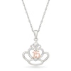 Thumbnail Image 1 of 1/20 CT. T.W. Diamond Quinceañera “15” Fleur-de-Lis Crown Pendant in Sterling Silver and 10K Rose Gold