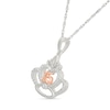 Thumbnail Image 2 of 1/20 CT. T.W. Diamond Quinceañera “15” Fleur-de-Lis Crown Pendant in Sterling Silver and 10K Rose Gold