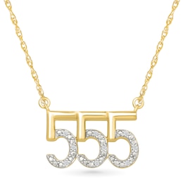 Diamond Accent Lucky Number “555” Necklace in Sterling Silver with 10K Gold Plate