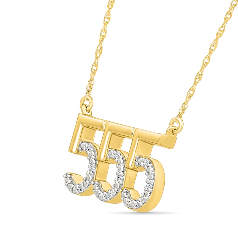 Main Image 2 of Diamond Accent Lucky Number “555” Necklace in Sterling Silver with 10K Gold Plate