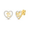 Thumbnail Image 1 of 1/10 CT. T.W. Diamond Quinceañera “15” Open Heart Stud Earrings in 10K Gold