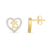 Thumbnail Image 3 of 1/10 CT. T.W. Diamond Quinceañera “15” Open Heart Stud Earrings in 10K Gold