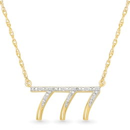 Diamond Accent Lucky Number “777” Necklace in Sterling Silver with 10K Gold Plate