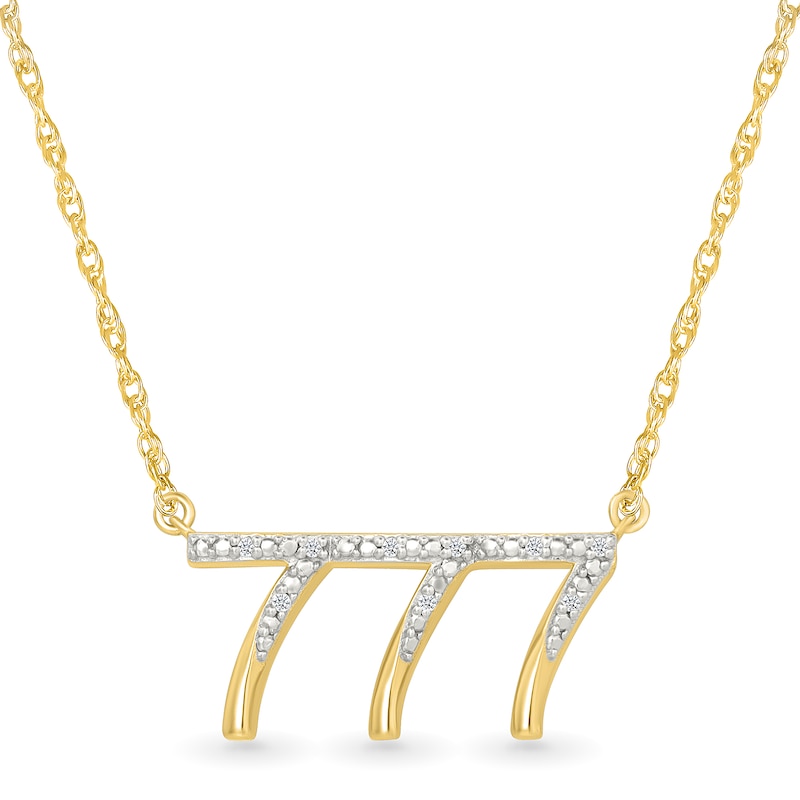 Main Image 1 of Diamond Accent Lucky Number “777” Necklace in Sterling Silver with 10K Gold Plate