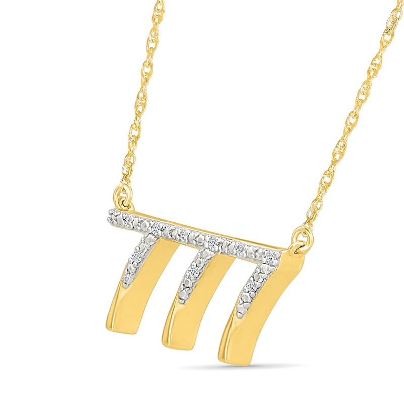 Main Image 2 of Diamond Accent Lucky Number “777” Necklace in Sterling Silver with 10K Gold Plate