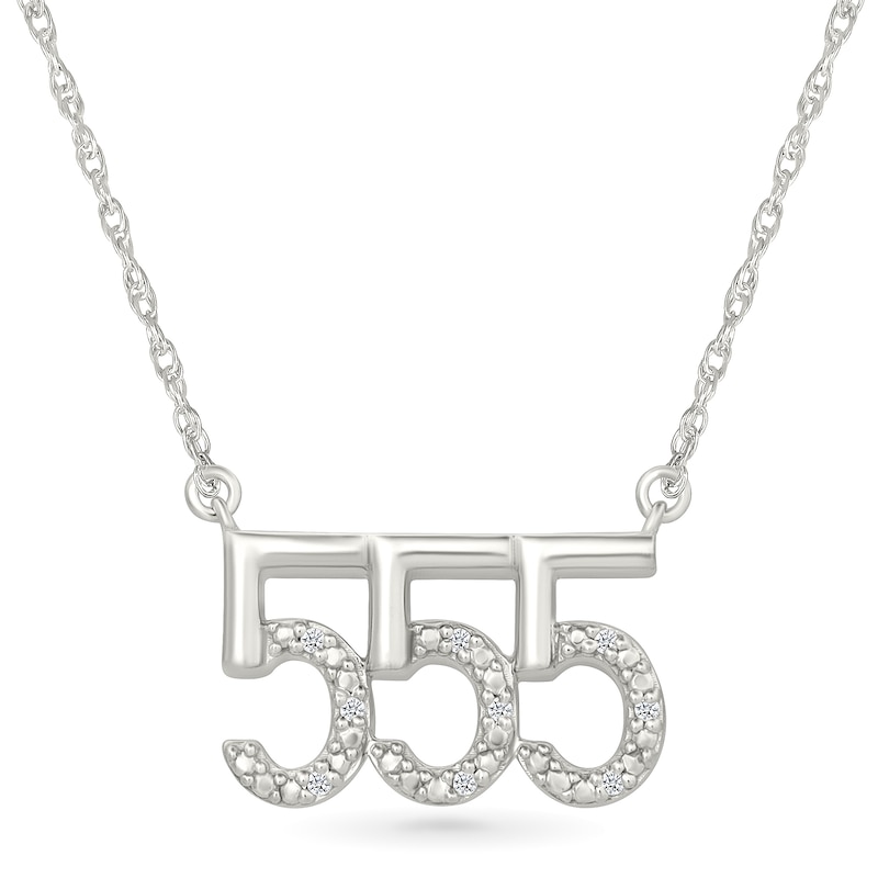 Main Image 1 of Diamond Accent Lucky Number “555” Necklace in Sterling Silver