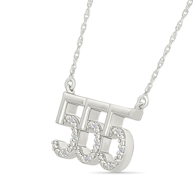 Main Image 2 of Diamond Accent Lucky Number “555” Necklace in Sterling Silver