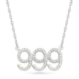 Diamond Accent Lucky Number “999” Necklace in Sterling Silver