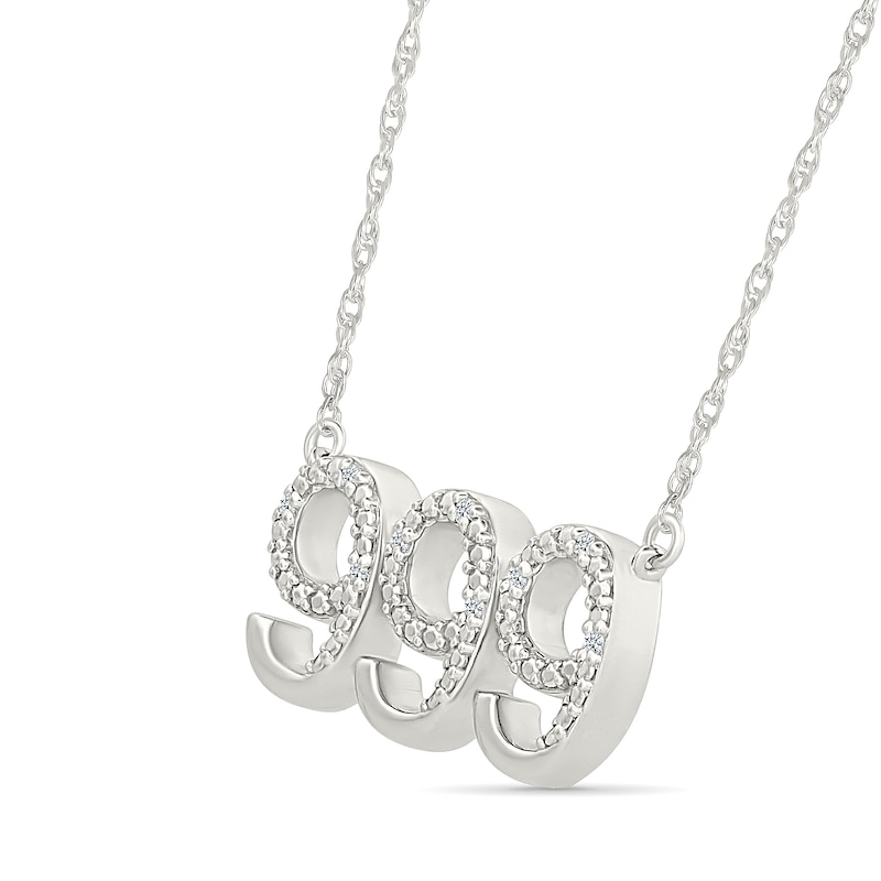 Main Image 2 of Diamond Accent Lucky Number “999” Necklace in Sterling Silver