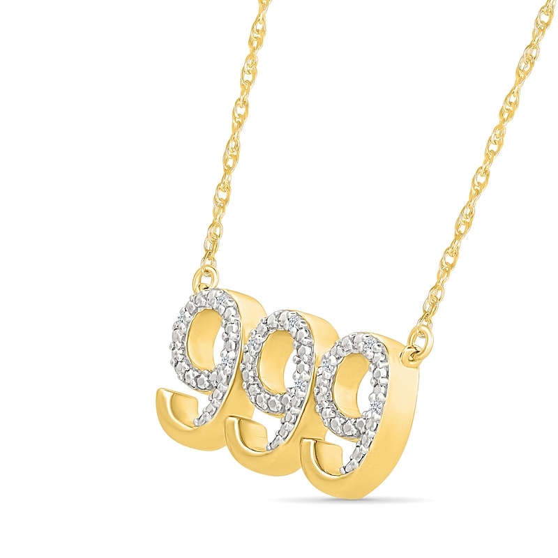 Main Image 2 of Diamond Accent Lucky Number “999” Necklace in Sterling Silver with 10K Gold Plate