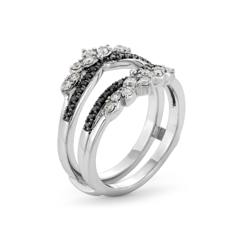 Main Image 3 of 1/2 CT. T.W. Black and White Diamond Leaf Solitaire Enhancer in 14K White Gold