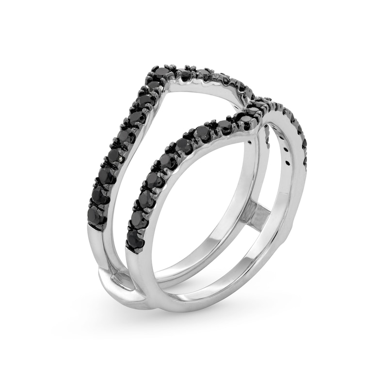 Main Image 3 of 3/4 CT. T.W. Black Diamond Chevron Solitaire Enhancer in 14K White Gold