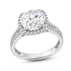 Thumbnail Image 1 of 3-1/2 CT. T.W. Certified Lab-Created Diamond Cushion Frame Double Row Engagement Ring in 14K White Gold (F/SI2)