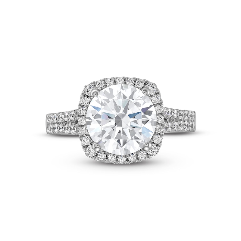 3-1/2 CT. T.W. Certified Lab-Created Diamond Cushion Frame Double Row Engagement Ring in 14K White Gold (F/SI2)