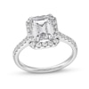 Thumbnail Image 0 of 2-1/2 CT. T.W. Emerald-Cut Certified Lab-Created Diamond Frame Engagement Ring in 14K White Gold (F/SI2)