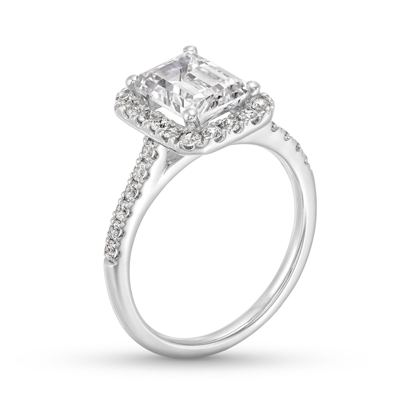 2-1/2 CT. T.W. Emerald-Cut Certified Lab-Created Diamond Frame Engagement Ring in 14K White Gold (F/SI2)