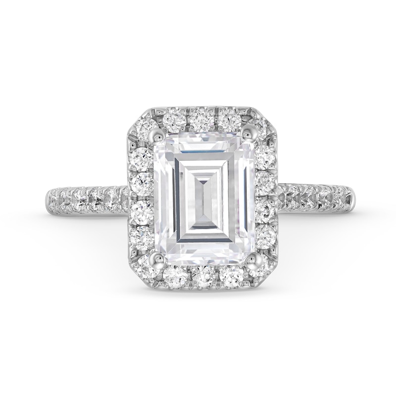 2-1/2 CT. T.W. Emerald-Cut Certified Lab-Created Diamond Frame Engagement Ring in 14K White Gold (F/SI2)