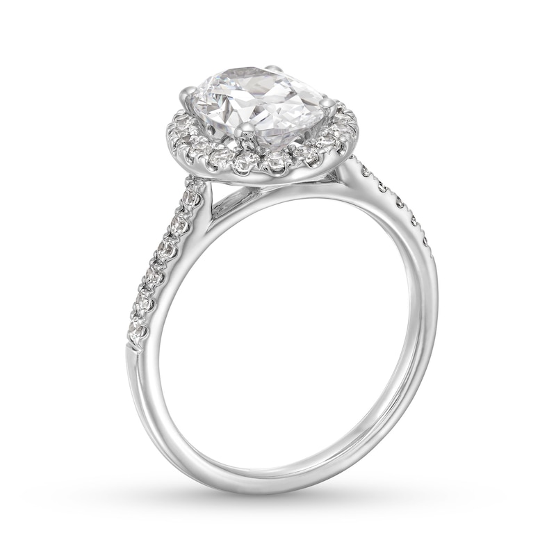 2-1/2 CT. T.W. Oval Certified Lab-Created Diamond Frame Engagement Ring in 14K White Gold (F/SI2)