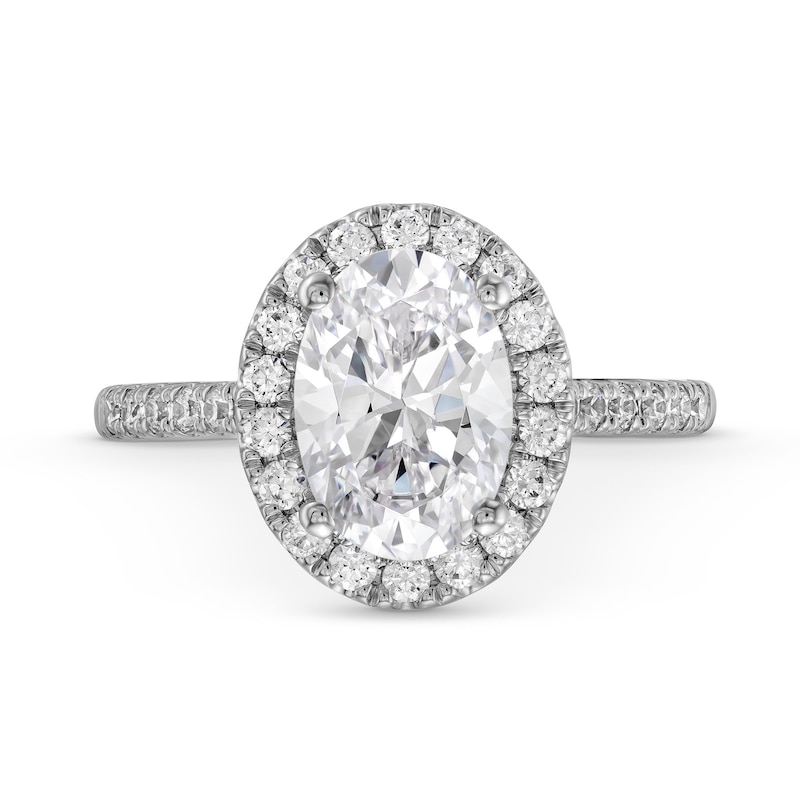 2-1/2 CT. T.W. Oval Certified Lab-Created Diamond Frame Engagement Ring in 14K White Gold (F/SI2)