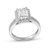 Thumbnail Image 0 of 3-1/2 CT. T.W. Emerald-Cut Certified Lab-Created Diamond Frame Double Row Engagement Ring in 14K White Gold (F/SI2)