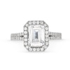 Thumbnail Image 3 of 3-1/2 CT. T.W. Emerald-Cut Certified Lab-Created Diamond Frame Double Row Engagement Ring in 14K White Gold (F/SI2)