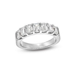 2 CT. T.W. Emerald-Cut Certified Lab-Created Diamond Seven Stone Anniversary Band in 14K White Gold (F/SI2)