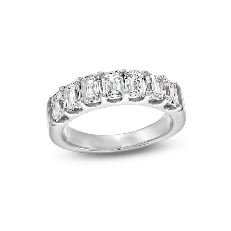 Main Image 1 of 2 CT. T.W. Emerald-Cut Certified Lab-Created Diamond Seven Stone Anniversary Band in 14K White Gold (F/SI2)