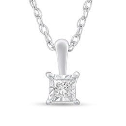 1/20 CT. Princess-Cut Diamond Miracle Frame Solitaire Pendant in Sterling Silver