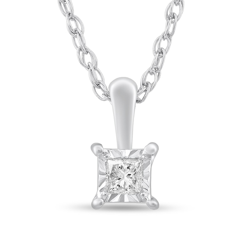 Main Image 1 of 1/20 CT. Princess-Cut Diamond Miracle Frame Solitaire Pendant in Sterling Silver