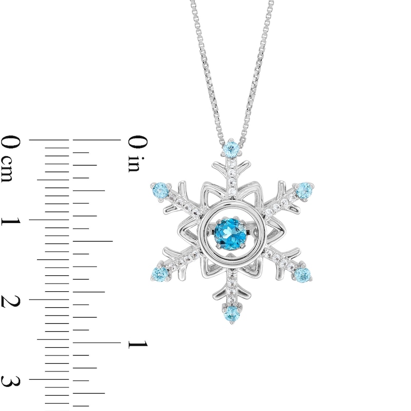 Main Image 3 of 4.0mm London and Swiss Blue Topaz with White Lab-Created Sapphire Snowflake Pendant in Sterling Silver