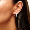 Thumbnail Image 2 of White Lab-Created Sapphire Three Pair Hoop Earrings Set in Sterling Silver