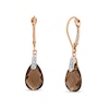 Thumbnail Image 0 of Pear-Shaped Smoky Quartz and 1/20 CT. T.W. Diamond Drop Earrings in 14K Rose Gold