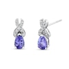 Thumbnail Image 1 of Pear-Shaped Tanzanite and 1/8 CT. T.W. Diamond Twist Stud Earrings in 14K White Gold