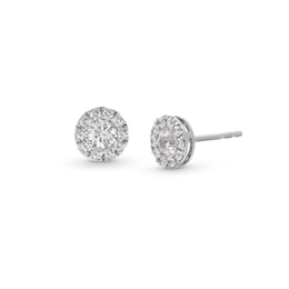 1 CT. T.W. Certified Lab-Created Diamond Frame Stud Earrings in Sterling Silver (I/SI2)