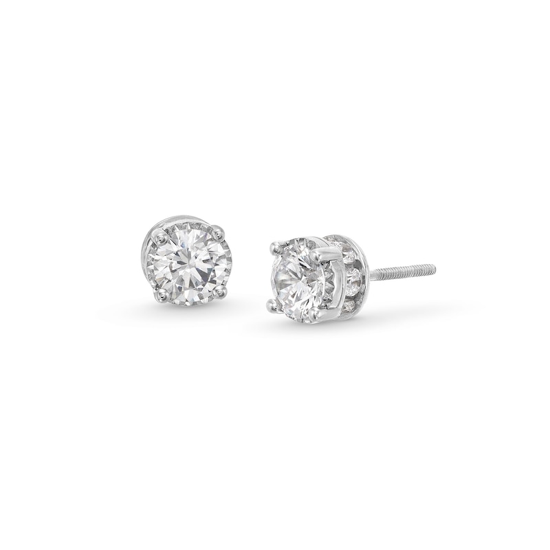 2 CT. T.W. Certified Lab-Created Diamond Solitaire Stud Earrings in 10K White Gold (I/SI2)