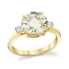 Thumbnail Image 1 of 10.0mm Green Quartz and 1/8 CT. T.W. Baguette Diamond Collar Ring in 10K Gold