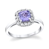 Thumbnail Image 1 of 6.0mm Cushion-Cut Tanzanite and 1/4 CT. T.W. Diamond Frame Ring in 14K White Gold