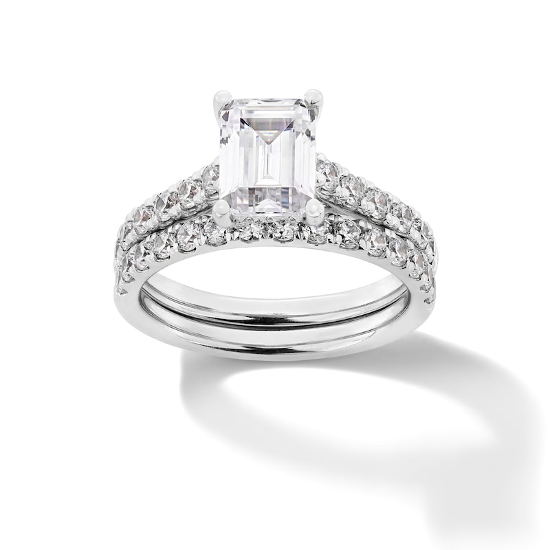 Main Image 1 of 3 CT. T.W. Emerald-Cut Certified Lab-Created Diamond Bridal Set in 14K White Gold (F/VS2)