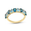 Thumbnail Image 1 of EFFY™ Collection Emerald-Cut and Pear-Shaped Blue Topaz Alternating Band in 14K Gold