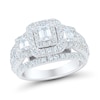 Thumbnail Image 0 of 2-1/2 CT. T.W. Emerald-Cut Diamond Past Present Future® Double Frame Multi-Row Engagement Ring in 14K White Gold