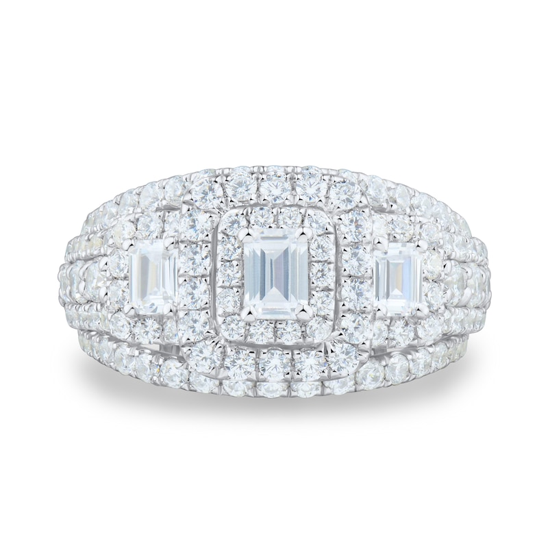 2-1/2 CT. T.W. Emerald-Cut Diamond Past Present Future® Double Frame Multi-Row Engagement Ring in 14K White Gold