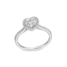 1/2 CT. T.W. Heart-Shaped Multi-Diamond Frame Engagement Ring in 10K White Gold