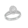 Thumbnail Image 1 of 1 CT. T.W. Oval Diamond Double Frame Bridal Set in 14K White Gold