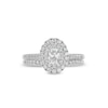 Thumbnail Image 4 of 1 CT. T.W. Oval Diamond Double Frame Bridal Set in 14K White Gold