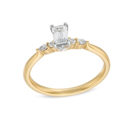 3/8 CT. T.W. Emerald-Cut Diamond Collar Engagement Ring in 10K Gold