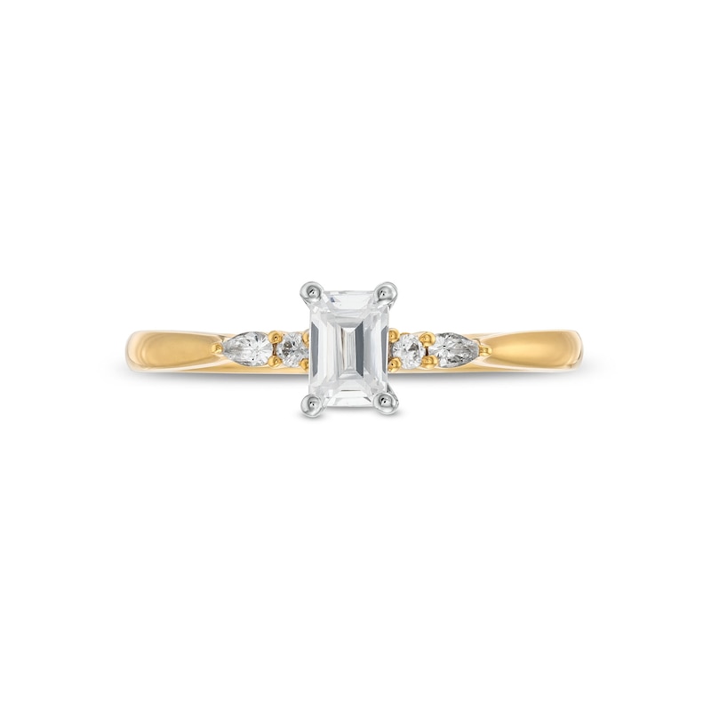 Main Image 4 of 3/8 CT. T.W. Emerald-Cut Diamond Collar Engagement Ring in 10K Gold