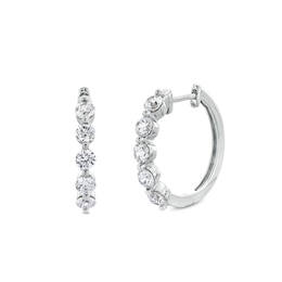 1 CT. T.W. Certified Lab-Created Diamond Five Stone Hoop Earrings in 14K White Gold (F/SI2)