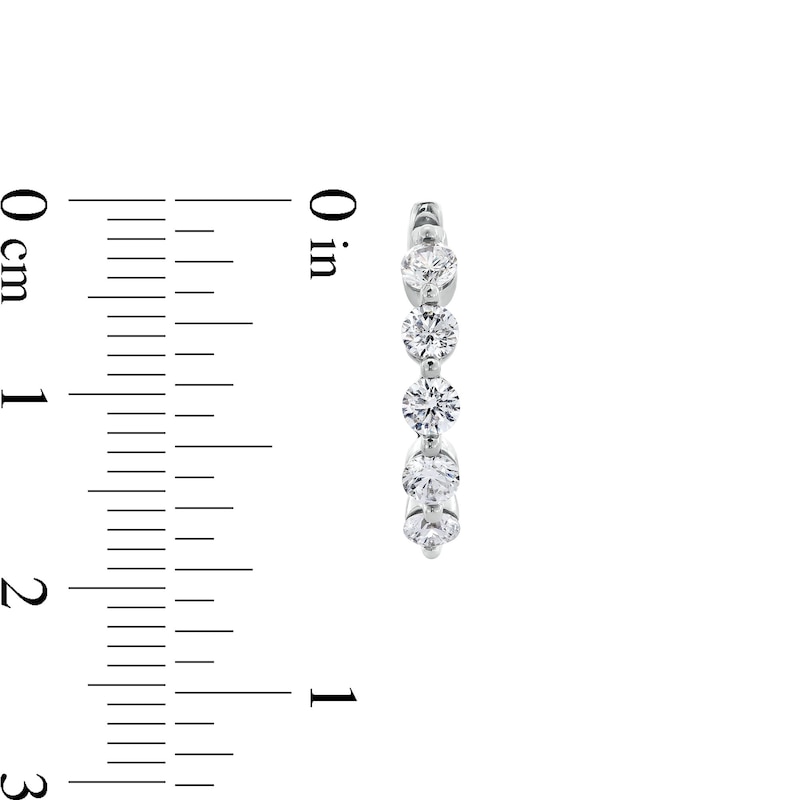 Main Image 3 of 1 CT. T.W. Certified Lab-Created Diamond Five Stone Hoop Earrings in 14K White Gold (F/SI2)