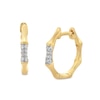 Thumbnail Image 1 of 1/10 CT. T.W. Diamond Bamboo Octagonal Hoop Earrings in Sterling Silver with 14K Gold Plate