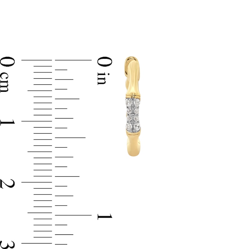 Main Image 3 of 1/10 CT. T.W. Diamond Bamboo Octagonal Hoop Earrings in Sterling Silver with 14K Gold Plate